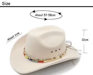 Tableau des tailles détaillé montrant 57-58cm de tour de tête pour chapeau de cowboy