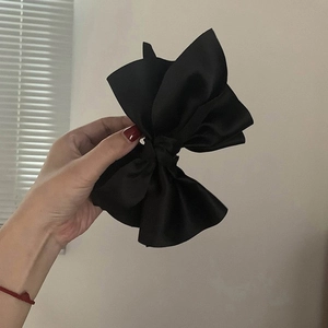 Pince à cheveux nœud en satin noir de style français pour coiffure vintage
