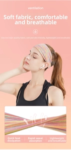 Detailed view of striped elastic headband with fabric texture and ventilation graphic