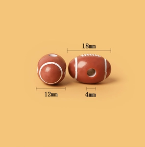 Detailed view of 18x12mm brown rugby beads for DIY jewelry with dimensions marked