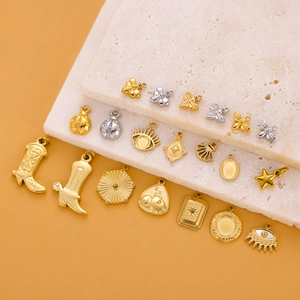 Breloques Pendentifs En Acier Inoxydable Accessoires De Bijouterie DIY Abeille Œil Maléfique Bottes Étoiles Pour Collier