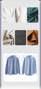Detail showing garment steamer effect on silk, cotton, and wool fabrics on a blue shirt