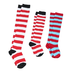 Striped knit over-knee socks and mid-calf stockings set for kids dance costumes