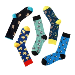 Chaussettes mi-hautes en coton avec imprimés mignons d'animaux et de fruits