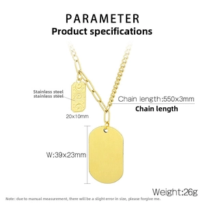 Collier en acier titane poli avec plaque oculaire rectangulaire et pendentif ovale