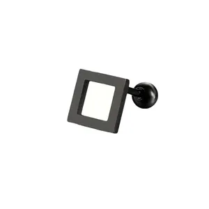 Minimalist matte black square titanium steel stud earring with industrial hollow design