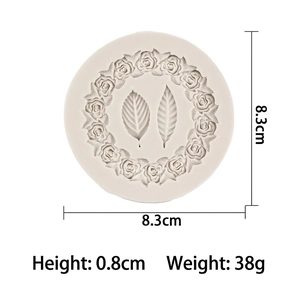 Rose flower frame silicone mold for chocolate cake fondant decorating with leaf details