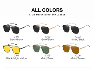 Multiple color options for high-definition aviator polarized sunglasses in a 2x3 grid