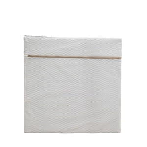Durable white honeycomb mesh laundry bag with brown zipper for washing machine