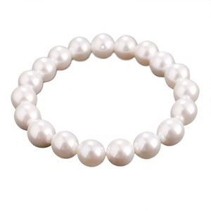 Classic French retro white pearl elastic bracelet with high luster round pearls