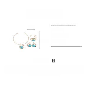 Detail view of bohemian turquoise resin jewelry set with size and weight measurements