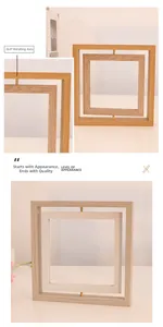 Close-up of 360-degree rotating wooden photo frame with natural wood grain detail
