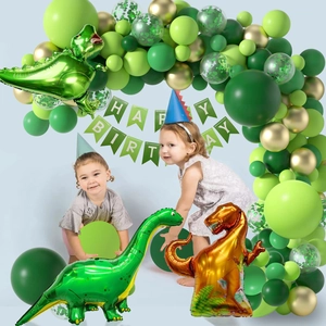 Kit déco fête dinosaure jungle 119 pcs avec arche de ballons et bannière de joyeux anniversaire