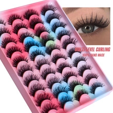 Macro view of multi-level curling eyelashes and 100% handmade lashes set detail