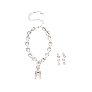 Elegantes Schmuckset aus Silber mit Tropfenperlen und bunten Zirkonia-Steinen für Damen