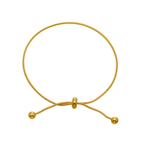 Adjustable gold snake chain bracelet with polished metal beads and sliding ball clasp