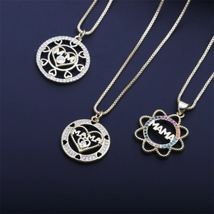 Mama Letter Heart Pendant Necklace Copper Micro Pave Zircon Sunflower Jewelry Gift For Mothers Day