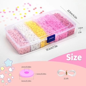 Boîte de 24 cases avec dimensions pour perles d'argile 6mm et cordon élastique