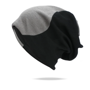 Bonnet en maille double couche pour hommes et femmes en gris et noir pour l'hiver
