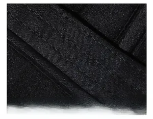 Detailed macro view of the wide thickened sweatband and parallel stitching on men's wool cap
