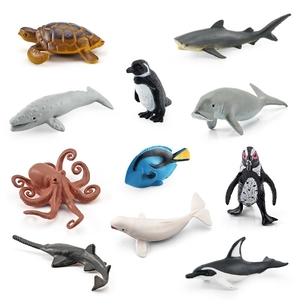 Set of 10 realistic ocean animal figurines including shark and sea turtle for kids