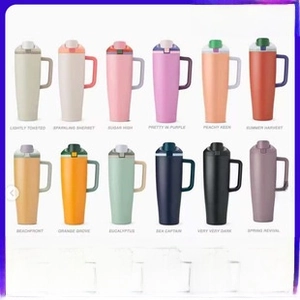 Matrix of 30oz stainless steel tumblers showing 12 Morandi colors with side handles