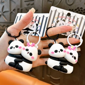 Simpatici portachiavi a forma di panda magnetici che si abbracciano per coppie, set da 2