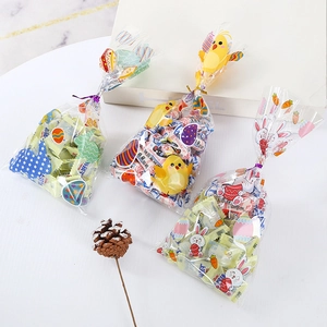Easter Candy Gift Bags Transparent OPP Plastic Cookie Bags With Twist Ties Rabbit Chick Egg Patterns Party Supplies