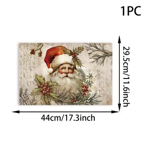 Detail view of rectangular Santa Claus placemat showing 44x29.5cm size dimensions