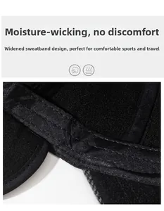 Detail view of the moisture-wicking sweatband inside the black winter baseball cap