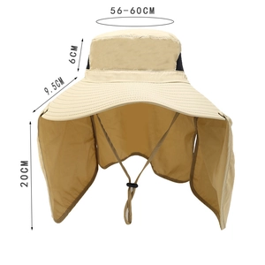 Dimensioni del cappello parasole con tesa di 9,5cm e coprinuca di 20cm per i raggi UV