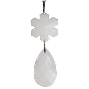 Adornos de copos de nieve de acrílico con colgante de cristal facetado en forma de gota