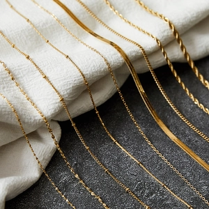 Stainless Steel Gold Plated Chain Necklace For Women Minimalist Rope Snake Bone Cable Bamboo Link Jewelry Accessories