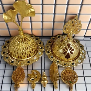 Brûleur Encens Arabe Métal Alliage Zinc Évidé Style Moyen Orient Décor Maison Ramadan Eid Cadeau Religieux Doré