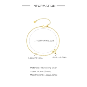 Minimalist S925 sterling silver heart bracelet with AAAAA zircon and golden finish