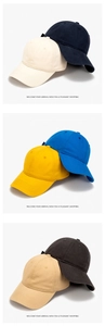 Detailed grid showing six vibrant colors of washed cotton baseball caps in high resolution