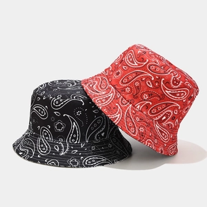 Chapeau Bob Imprimé Paisley Coton Réversible Double Face Protection Solaire Outdoor Streetwear Rétro Homme Femme