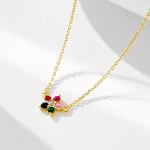 Colorful Zircon Flower Pendant Necklace 925 Sterling Silver Clavicle Chain Sweet Elegant Fashion Jewelry For Women