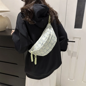 Fashionable light green striped crossbody chest bag for women in 2024 casual style