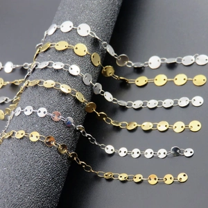 Minimalist 18K gold and silver stainless steel flat disk chain for DIY jewelry making