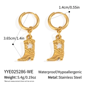 Spécifications détaillées de taille et de poids des boucles d'oreilles bottes de cowboy