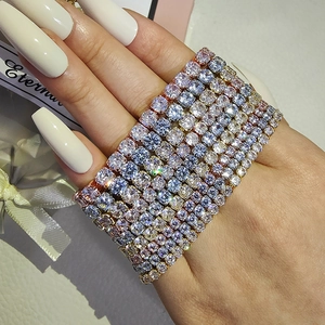 Classic Round Cubic Zirconia Tennis Bracelet Elegant Plated Copper Jewelry For Women