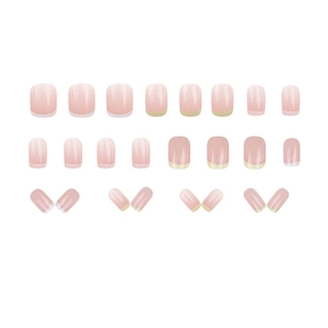 French tip press-on nails in 24pcs set featuring nude pink base and milky white edges