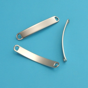Polished silver stainless steel curved tube connectors for DIY bracelet and jewelry making