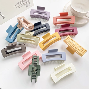 Set of large matte square hair claws in 13 colors for women Korean style accessories