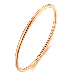 Minimalist 18K rose gold plated 2mm polished smooth bangle bracelet for women