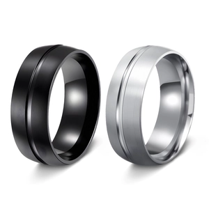 Stainless Steel Ring Men Women Matte Brushed Finish Groove Design Fashion Jewelry Simple Industrial Style