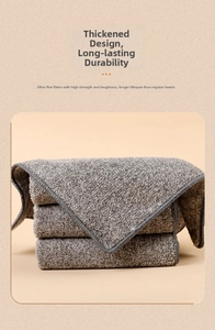 Thickened gray microfiber cleaning cloth with reinforced edges shown in a soft stack