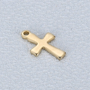Polished gold-plated stainless steel cross pendant for DIY jewelry making and necklaces