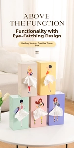 Gros plan de boîtes à mouchoirs créatives avec effet de jupe en 3D style BD fille